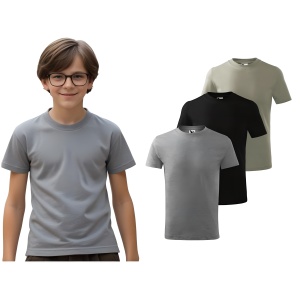 Set 3 tricouri copii 138 - Gri inchis,Negru,Khaki