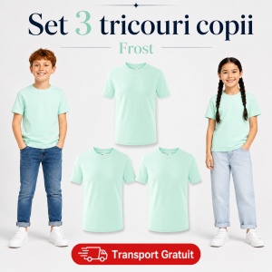 Set 3 tricouri copii din bumbac 100% – 33 nuanțe disponibile, fete și băieți Transport Gratuit - Img 18