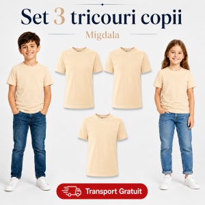 Set 3 tricouri copii din bumbac 100% – 33 nuanțe disponibile, fete și băieți Transport Gratuit - Img 28