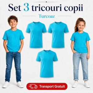 Set 3 tricouri copii din bumbac 100% – 33 nuanțe disponibile, fete și băieți Transport Gratuit - Img 38