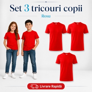 Set 3 Tricouri Copii din Bumbac 100% – Mânecă Scurtă, 35 Culori, Fete și Băieți - Img 30