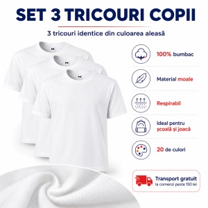 Set 3 tricouri copii din bumbac | 20 de culori - Img 11