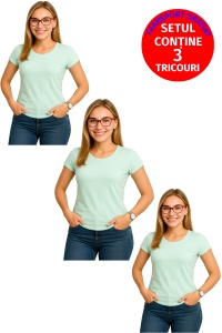 Set 3 tricouri Dama Bumbac Simplu Casual Elegant lejer, tricou decoltat femeie, Dama - Img 28