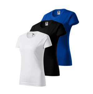 Set 3 tricouri dama simple bumbac 100%, casual clasic pentru femei multicolor, alb,negru, albastru regal 134 - Img 2
