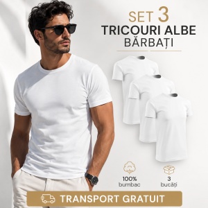 Set 3 Tricouri pentru Bărbați, Alb | Bumbac 100% - P73