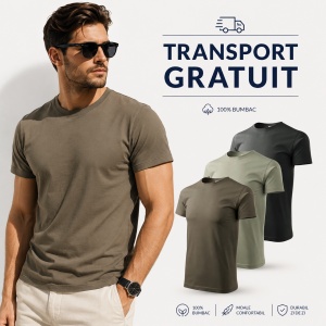 Set 3 tricouri pentru barbati, army, kaki deschis, negru din Bumbac 100% - 129