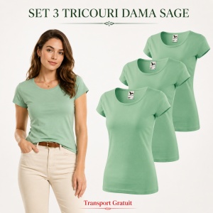Set 3 tricouri simple dama bumbac 100%, Elegant casual cu decolteu femei, 122 - Img 7