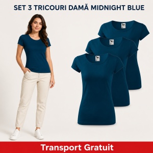 Set 3 tricouri simple dama bumbac 100%, Elegant casual cu decolteu femei, 122 - Img 27
