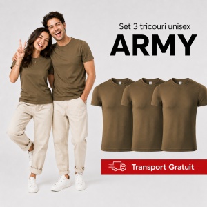 Set 3 tricouri unisex damă și bărbat, 100% bumbac, aceeași culoare, 22 nuanțe disponibile - Img 18