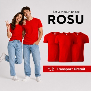 Set 3 tricouri unisex damă și bărbat, 100% bumbac, aceeași culoare, 22 nuanțe disponibile - Img 28