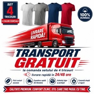 Set 4 Tricouri Bărbați 100% Bumbac Basic – Alb, Gri Închis, Albastru Închis și Gri Deschis | S-3XL - Img 7