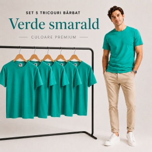 Set 5 tricouri bărbat Malfini Basic Clasic, 100% bumbac, regular fit, 48 culori, mărimi XS–5XL - Img 54