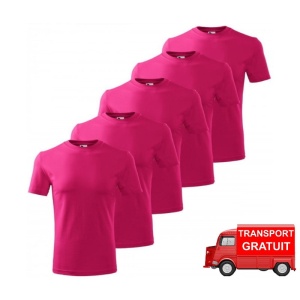 Set 5 tricouri clasice Roz, barbatesti din bumbac 100%, clasice pentru barbati 132