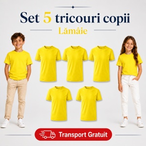 Set 5 tricouri copii din bumbac 100% – fete și băieți, 33 nuanțe disponibile - Img 25