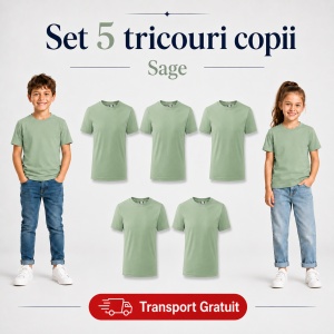 Set 5 tricouri copii din bumbac 100% – fete și băieți, 33 nuanțe disponibile - Img 35