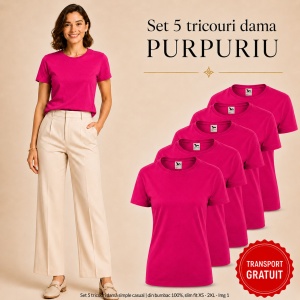 Set 5 tricouri damă simple casual | din bumbac 100%, slim fit XS - 2XL - Img 29