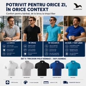 Set 5 tricouri POLO bărbați ,100% bumbac - 202 - Img 5