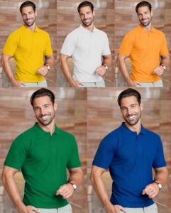 Barbat imbracat in tricou polo cu guler diverse culori