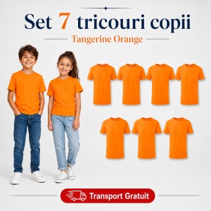 Set 7 Tricouri Copii din Bumbac 100% – Mânecă Scurtă, 33 Nuanțe, Fete și Băieți - Img 36