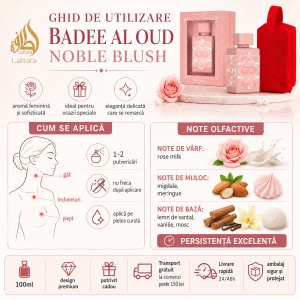Set parfum Lattafa Badee Al Oud Noble Blush 100ml, parfum Arabesc, Femei, Gentuta cosmetice - Img 5