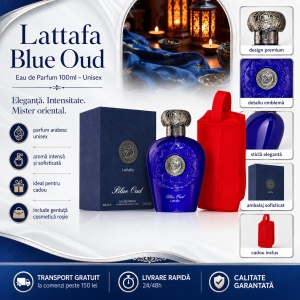Set parfum Lattafa Blue Oud 100ml, parfum Arabesc, Unisex, Gentuta cosmetice - Img 10