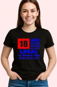 Tricou 18 ani acum putem legal mesaj amuzant majorat, Copii | Dama | Barbat , tricou negru - Img 2