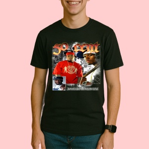 Tricou 50 Cent - Duo Portrait, muzica Hip-Hop / Rap, Dama | Barbat | Copii, Culoare Negru - Img 3