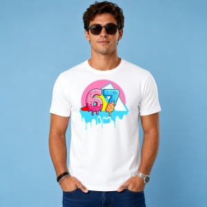 Tricou 67 Sase Sapte Inghetata Topita Design Urban Neon Roz, din bumbac 100% Copii | Dama | Barbat