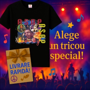 Tricou A$AP Rocky - Graffiti Style, muzica Hip-Hop / Rap, Dama | Barbat | Copii, Culoare Negru - Img 7