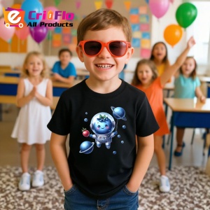 Tricou Afine amuzant de vara astronaut, Fructe, Copii | Dama, culoare negru - Img 4