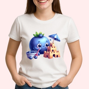 Tricou Afine amuzant de vara caste; de nisip, Fructe, Copii | Dama - Img 2