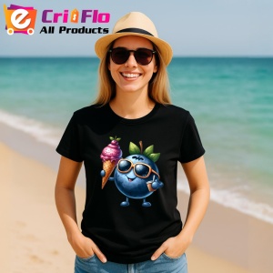 Tricou Afine amuzant de vara cu inghetata, Fructe, Copii | Dama, culoare negru - Img 11