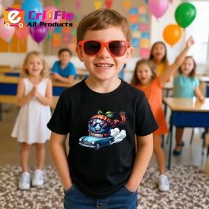 Tricou Afine amuzant de vara in masina, Fructe, Copii | Dama, culoare negru - Img 4