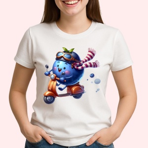 Tricou Afine amuzant de vara pe scuter, Fructe, Copii | Dama - Img 2