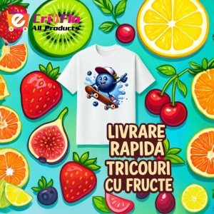 Tricou Afine amuzant de vara pe skatboard, Fructe, Copii | Dama - Img 12