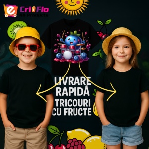 Tricou Afine amuzant de vara tobosar, Fructe, Copii | Dama, culoare negru - Img 6