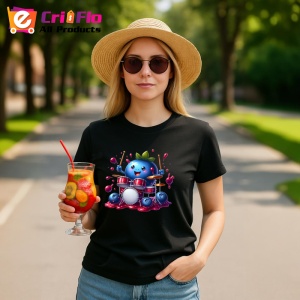 Tricou Afine amuzant de vara tobosar, Fructe, Copii | Dama, culoare negru - Img 9