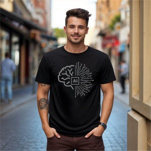 Tricou AI inteligenta artificiala nu antreneaza creierul Negru, Copii | Dama | Barbat - Img 7