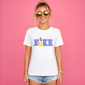 Tricou Alba Ca Zapada Snow White Princess Blue Glitter Urban Typography, din bumbac 100% Copii | Dama | Barbat - Img 3