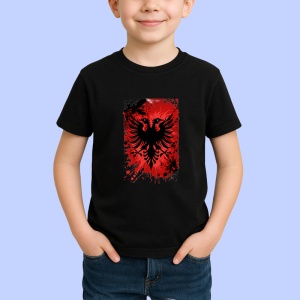 Tricou Albania Steag Splash Art, Copii | Dama | Barbat, culoare negru - Img 3