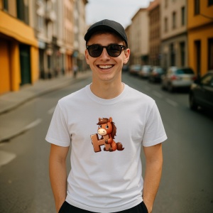 Tricou Alfabet Litera H cu animal Horse Cal , Alb, Unisex Dama si Barbat | Copii - Img 7