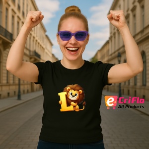 Tricou Alfabet Litera L cu animal Lion Leu, Negru, Unisex Dama si Barbat | Copii - Img 3