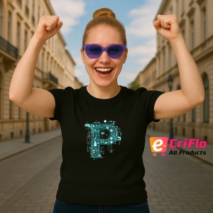 Tricou Alfabet Litera P cu circuite, cyber, tehnologie, Negru, Unisex Dama si Barbat | Copii - Img 3