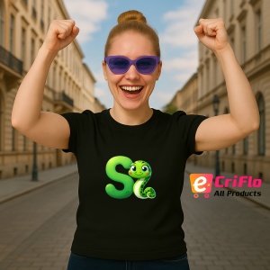 Tricou Alfabet Litera S cu animal Snake Sarpe, Negru, Unisex Dama si Barbat | Copii - Img 3