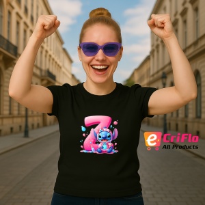 Tricou Alfabet Litera Z cu Stitch Roz fericit, explozie de culori, Negru, Unisex Dama si Barbat | Copii - Img 3