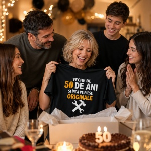 Tricou aniversar femei Veche de ... si inca pe piese originale! - Cadou aniversare - Tricou damă Personalizat - Img 8