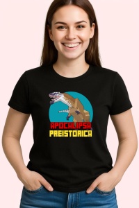 Tricou Apocalipsa Preistorica, din bumbac 100%, tricou negru, Dama | Barbat - Img 2