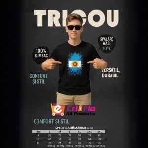 Tricou Argentina Steag Splash Art, Copii | Dama | Barbat, culoare negru - Img 5