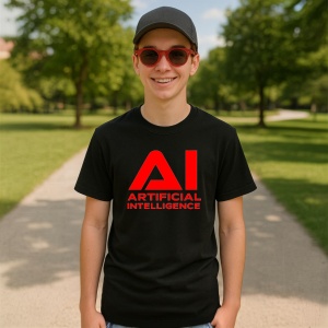 Tricou Artificial iNTELLIGENCE AI logo Negru, Copii | Dama | Barbat - Img 8
