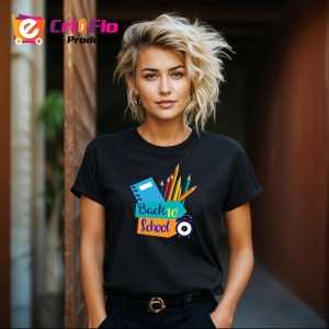 Tricou Back To School Rechizite Scolare Colorate, din bumbac 100%, tricou negru Copii | Dama | Barbat - Img 8